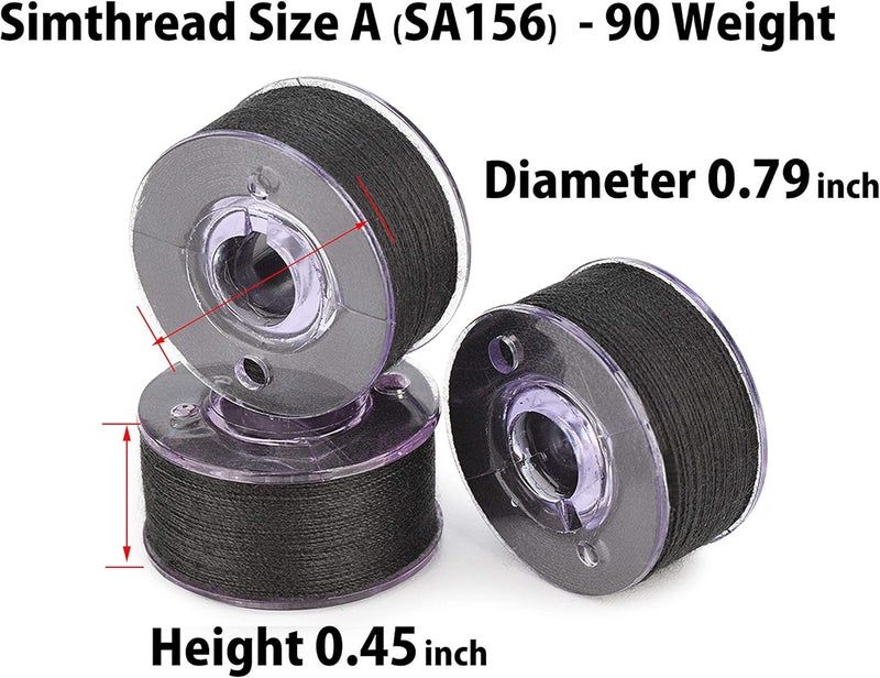 simthread 25pcs 90 Weight Black Prewound Bobbin Thread Size A Class 15 (SA156) with Clear Storage Plastic Case Box 60S/2 for Brother Embroidery Thread Sewing Thread Machine DIY - Image 3