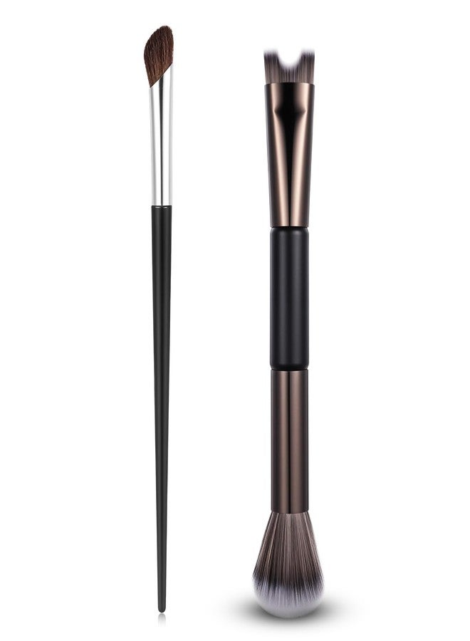 Shimmeroo 2Pcs Nose Contour Brushes for Makeup Shimmeroo Double-Ended Nose Angled Eye Shadow Contour Brushes for Makeup 2-in-1 U-Shaped Fluffy Brush Contouring Highlight Face Sculpting Defining - Image 1