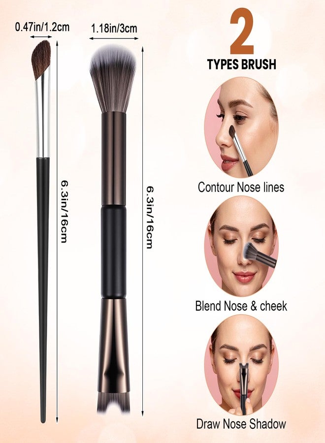 Shimmeroo 2Pcs Nose Contour Brushes for Makeup Shimmeroo Double-Ended Nose Angled Eye Shadow Contour Brushes for Makeup 2-in-1 U-Shaped Fluffy Brush Contouring Highlight Face Sculpting Defining - Image 2