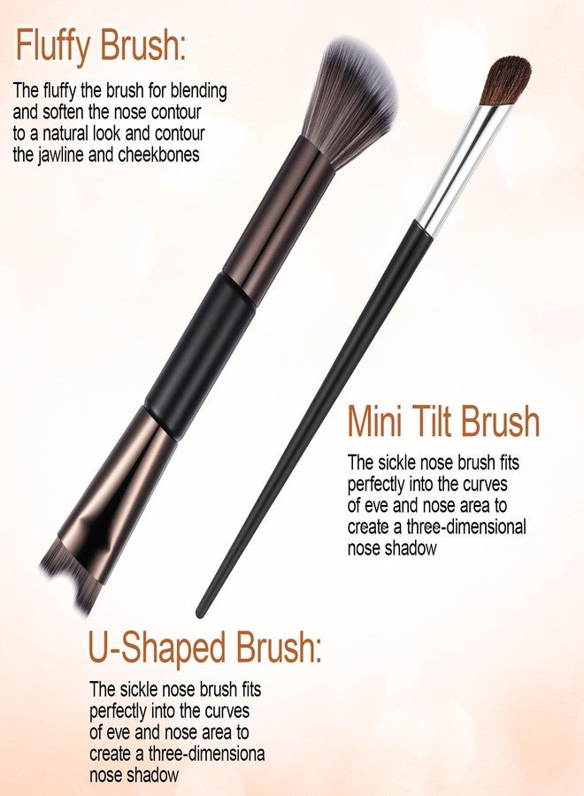 Shimmeroo 2Pcs Nose Contour Brushes for Makeup Shimmeroo Double-Ended Nose Angled Eye Shadow Contour Brushes for Makeup 2-in-1 U-Shaped Fluffy Brush Contouring Highlight Face Sculpting Defining - Image 3