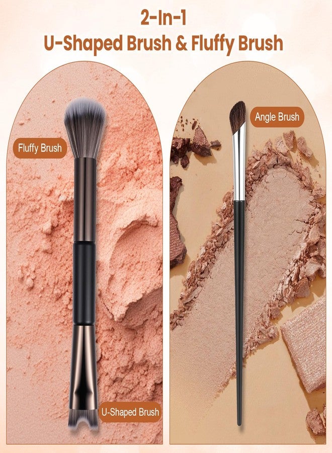 Shimmeroo 2Pcs Nose Contour Brushes for Makeup Shimmeroo Double-Ended Nose Angled Eye Shadow Contour Brushes for Makeup 2-in-1 U-Shaped Fluffy Brush Contouring Highlight Face Sculpting Defining - Image 4