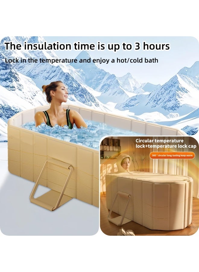 JOGAMS 150cm Portable Insulated Bathtub with Cover Ice Bath Tub for Athletes Inflation Free Bathtub for Shower Collapsible Bathtub Tub Soaking Hot SPA and Ice Bath Tub Baths at Home and Outdoor - Image 2