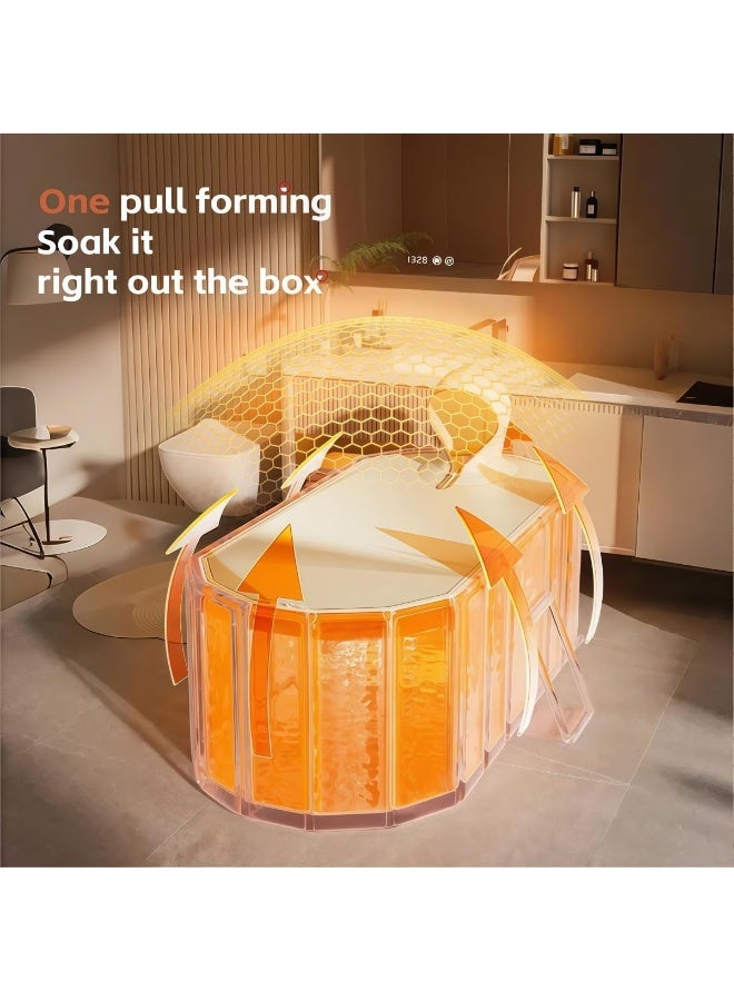 JOGAMS 150cm Portable Insulated Bathtub with Cover Ice Bath Tub for Athletes Inflation Free Bathtub for Shower Collapsible Bathtub Tub Soaking Hot SPA and Ice Bath Tub Baths at Home and Outdoor - Image 5