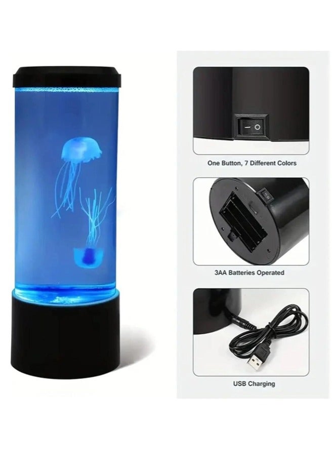 شيبشيب مصباح الحمم بقناديل البحر، مصباح خيالي لقناديل البحر بإضاءة LED بسبعة ألوان، مصباح ليلي لقناديل البحر (22 × 8 سم) - Image 2