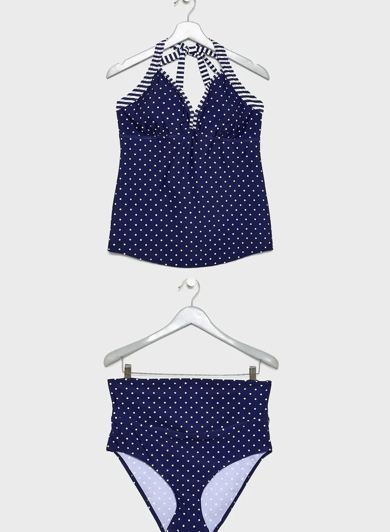 JoJo Maman Bebe Printed Tankini Maternity Bikini Set