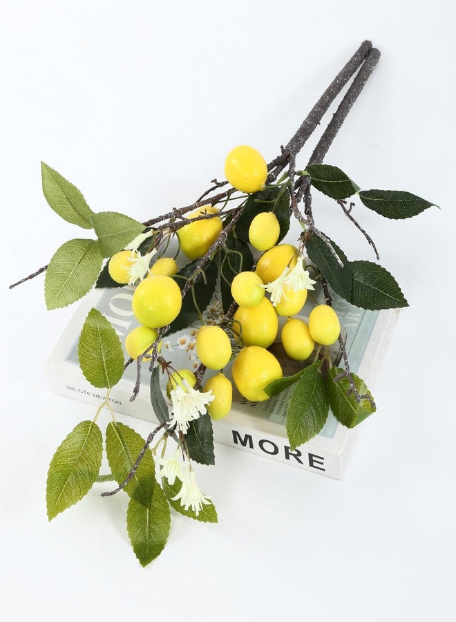 DuHouse 3Pcs Artificial Lemons Branches,27 Head Artificial Yellow Lemons Faux Greenery Stems for Kitchen Home Garden Party Decor - Image 2