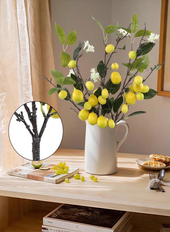 DuHouse 3Pcs Artificial Lemons Branches,27 Head Artificial Yellow Lemons Faux Greenery Stems for Kitchen Home Garden Party Decor - Image 4