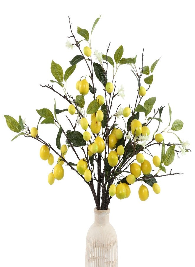DuHouse 3Pcs Artificial Lemons Branches,27 Head Artificial Yellow Lemons Faux Greenery Stems for Kitchen Home Garden Party Decor - Image 1