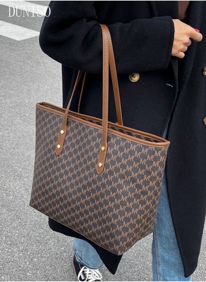 DUNISO - Women's Shoulder Tote Bag Faux Leather Handbag for Women Large Capacity Messenger Fashionable Travel Shoulder Bag for Ladies Girls College Students - Image 1