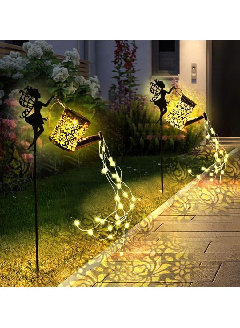 Hihonor Solar Garden Stake Light, Fairy Watering Can with LED String Lights, 32.68-inch Weather Resistant Outdoor Decorative Lighting - Image 1