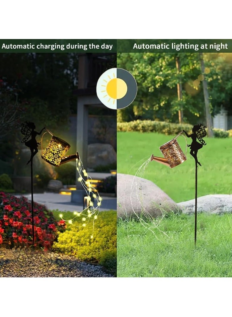 Hihonor Solar Garden Stake Light, Fairy Watering Can with LED String Lights, 32.68-inch Weather Resistant Outdoor Decorative Lighting - Image 2