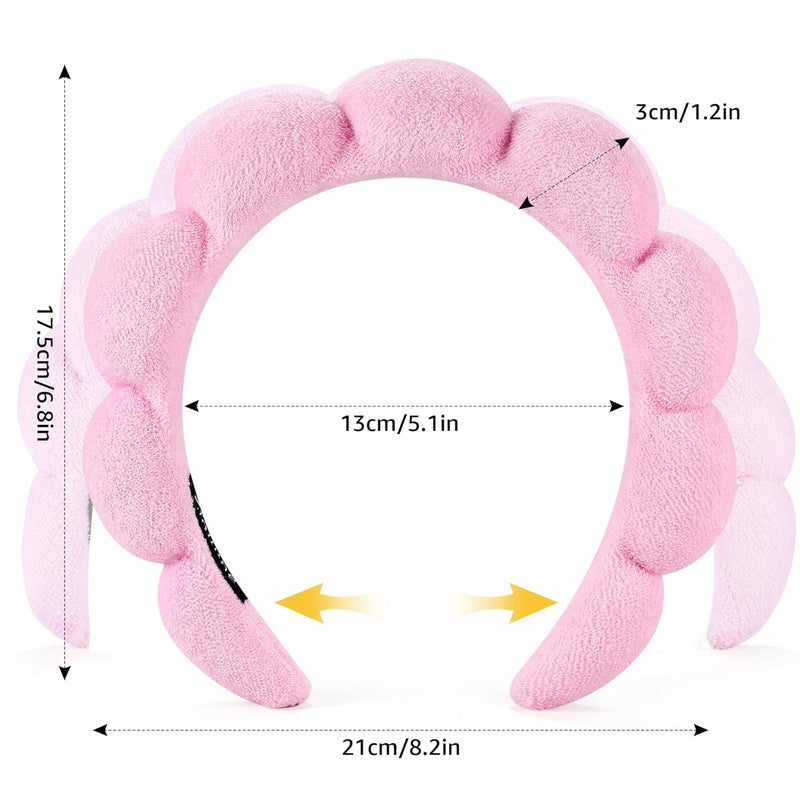 Ztomine Store Spa Headbands for Washing Face or Facial, Set of 2 Skincare Headbands, Terry Cloth Headband Wash Combo Pack - Puffy Makeup Washing, Mask, Skin Treatment (Black & Pink) - Image 2