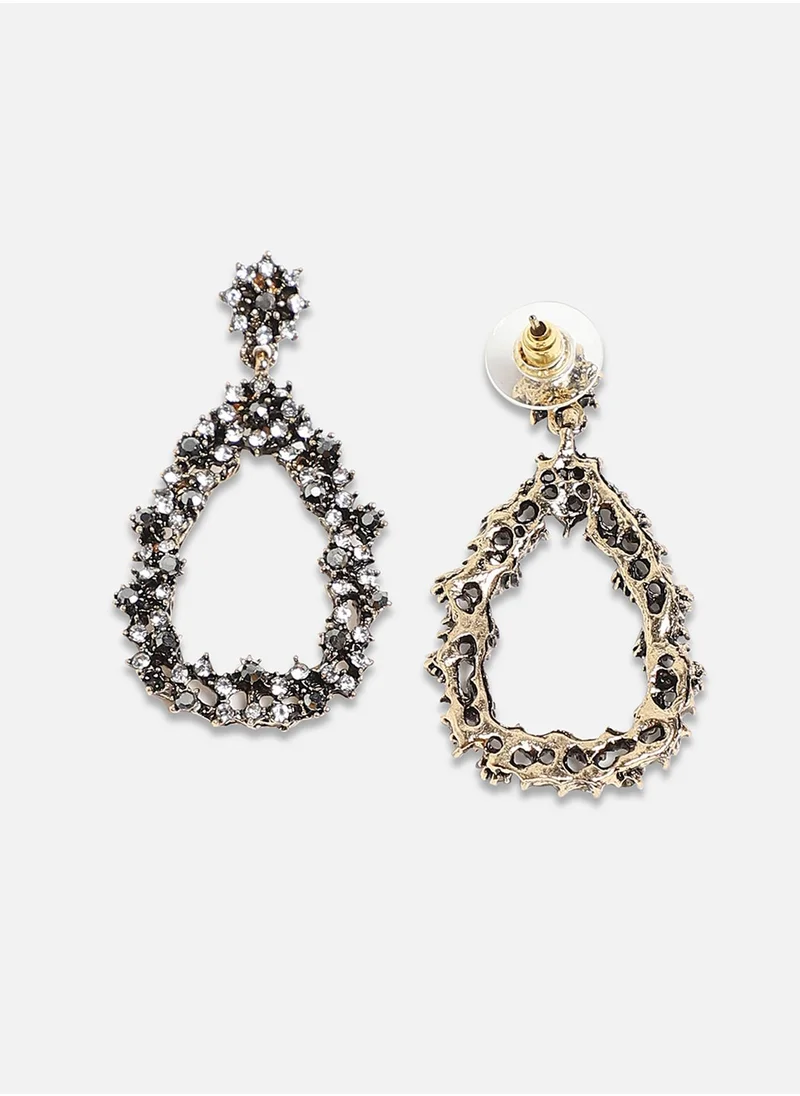 SOHI Clustered Hollow Teardrop Earrings