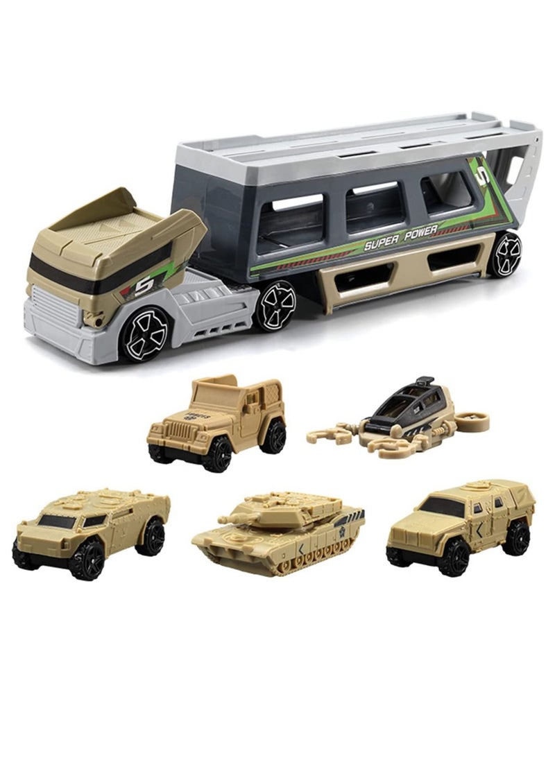 MissTiara Children's Military Storage Vehicle Set Car Model Toy Practical Cool Appearance Transport Engineering Ejection Diecast Car  - Image 4