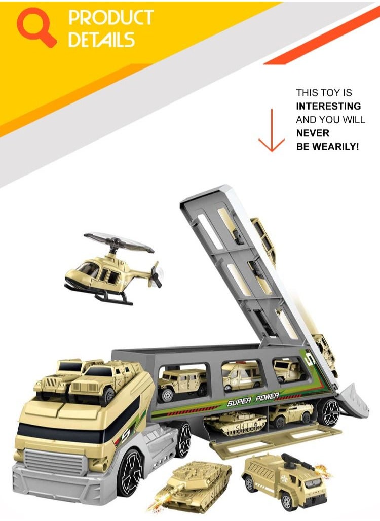 MissTiara Children's Military Storage Vehicle Set Car Model Toy Practical Cool Appearance Transport Engineering Ejection Diecast Car  - Image 5