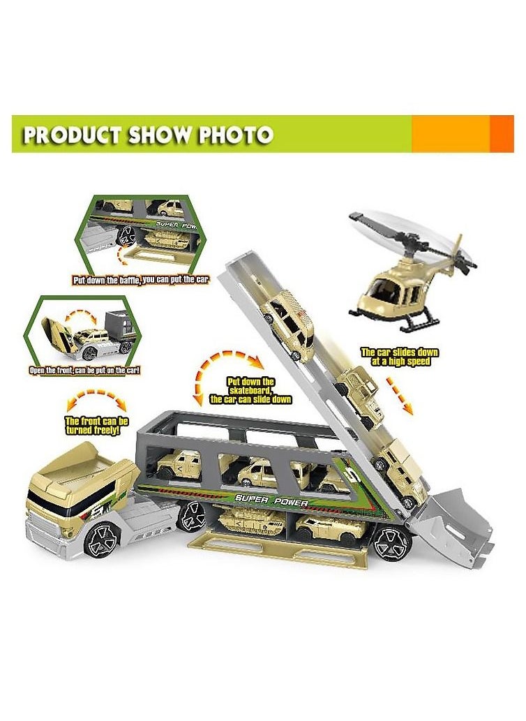 MissTiara Children's Military Storage Vehicle Set Car Model Toy Practical Cool Appearance Transport Engineering Ejection Diecast Car  - Image 3