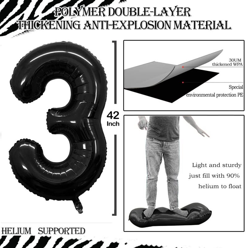 GOER Number 30 Balloons for 30th Birthday Party Decorations,42 Inch Jumbo Foil Helium Balloons for 30th Anniversary (Black) - Image 2