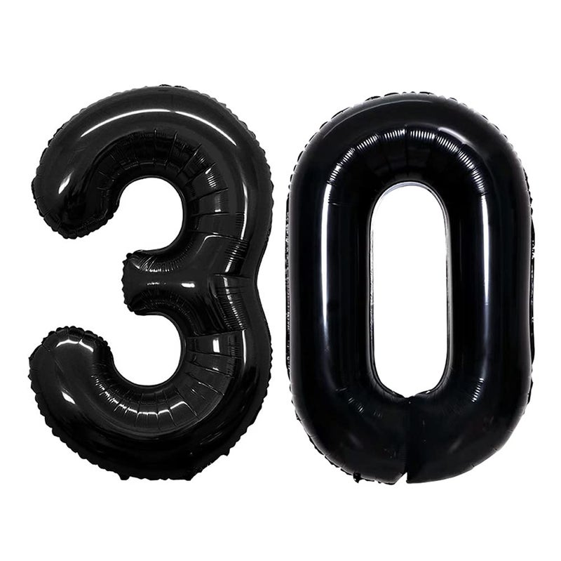 GOER Number 30 Balloons for 30th Birthday Party Decorations,42 Inch Jumbo Foil Helium Balloons for 30th Anniversary (Black) - Image 1