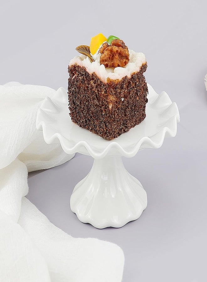 LCJAOF White Ceramic Cake Stand，Kitchen Décor Cake Pedestal Stand Dessert Display Tray Wedding Cake Stands for Birthday Parties, Weddings, Baby Shower,Anniversary and Other Events（5.5 in） - Image 4