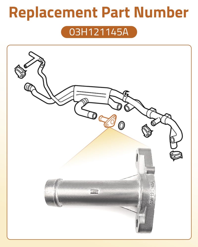 JUQAFY Aluminium Engine Coolant Inlet Flange Cooling Hose W/O-ring Fit for Audi Q7 2007 2008 2009 2010 Water Connection 03H121145A - Image 3