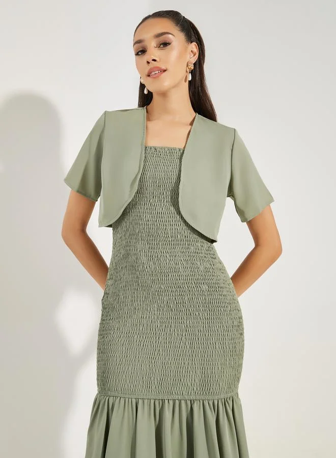 Styli Smocked Bodice Midi Dress