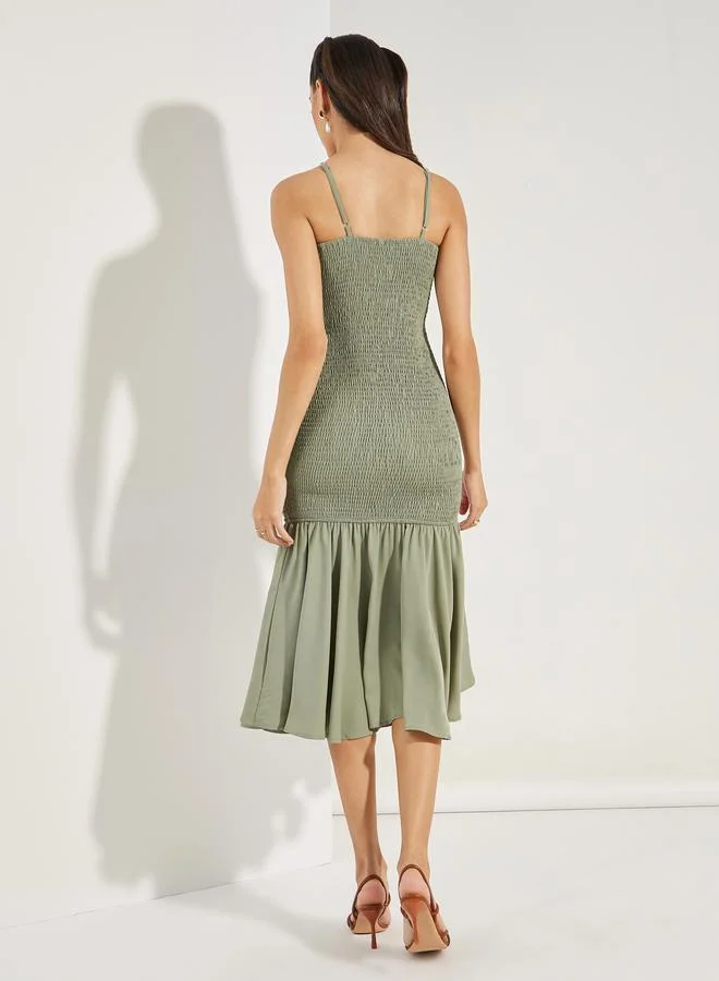Styli Smocked Bodice Midi Dress