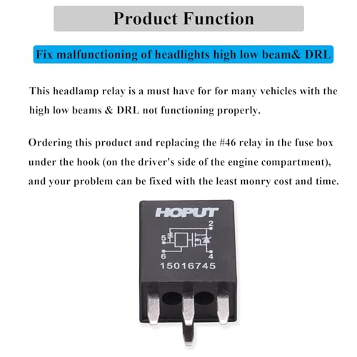 HOPUT Multi-Purpose 15016745 601-218 Headlight Relay, 4 Pin, Compatible with Chevrolet Trailblazer GMC Envoy Buick Lacross Pontiac Grand Prix, Pack of 1 - Image 2