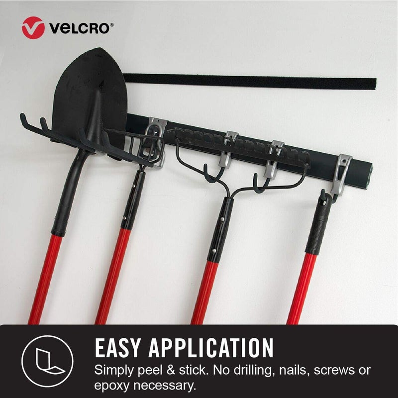 VELCRO Brand علامة فيلكرو - قوة صناعية | للاستخدام الداخلي والخارجي | قوة تثبيت فائقة على الأسطح الناعمة | الحجم 4 قدم × 2 بوصة | شريط، أسود - عبوة من 1، (النموذج: 90593) - Image 4