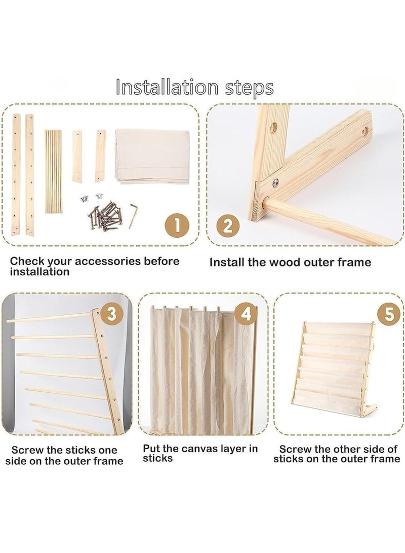 بيوينتي ‌خزانة كتب أطفال "بيونتي" 6 رفوف، رف كتب خشبي، عرض رف تخزين كتب من القماش المتين، مع تخزين بأدراج عميقة، رف تخزين كتب الأطفال، منظِّم مكتبة الرضّع، رف المجلات، تخزين الألعاب (80×75×30 سم) - Image 5