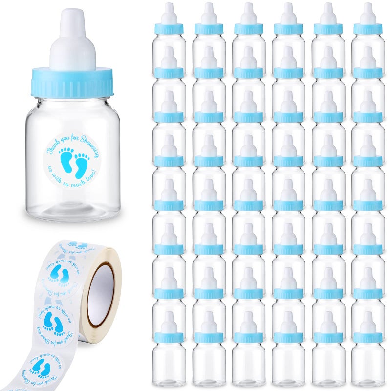 Tondiamo Tondiamo 48 Pcs Baby Shower Mini Bottle Favors 1 5 x 3 5 Inch Baby Shower Candy Jar Mini Milk Bottle Party Favor Fillable Gift Boxes for Boys Girls Birthday Party Games DecorationsBlue