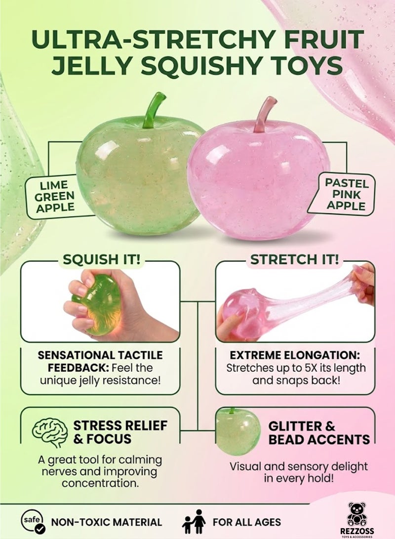 REZZOSS Apple Squishy 6cm Handmade Squeeze Toy – Non-Sticky Glutinous Stress Relief Fidget Ball for Adults & Kids | Translucent Gel Apple Squishy for Focus & Anxiety Relief | Best Unique Birthday Gift, Office Desk Accessory & Party Favor - Image 2