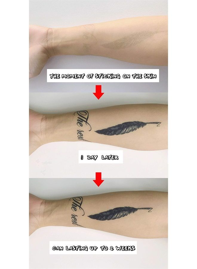 Semi Permanent Tattoos, 6-Sheet 2 Weeks Long Last Waterproof Small Cute Tattoos, 100% Plant-Based Ink Infinity Realistic Tattoos Sticker for Adult Children