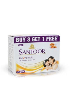 Santoor Soft Bar Soap with Sandal & Almond Milk 175g Pack of 4  - Image 1