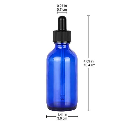 stonylab Cobalt Glass Dropper Bottle 60ml (2 oz) 4 Pack, Blue Empty Glass Bottle with Glass Dropper and Label for Laboratory Solutions and Chemical Liquids - Image 3