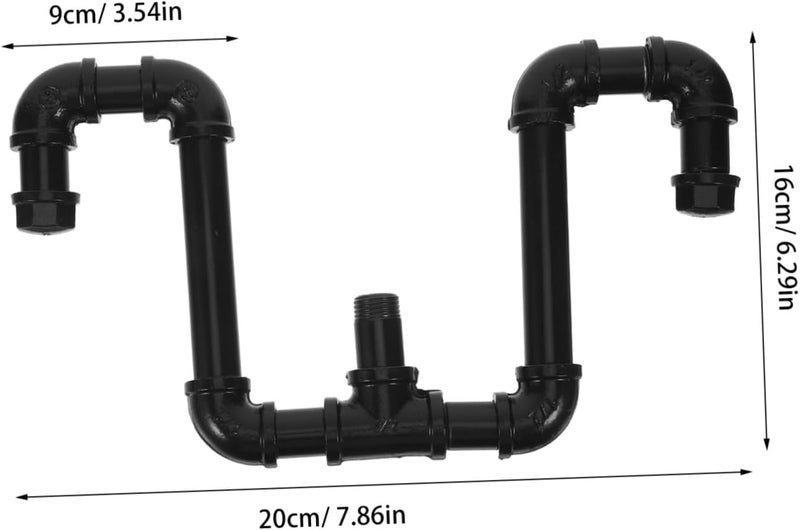VOSAREA Vintage Industrial Pipe Wall Mount Hooks, Heavy Duty Black Cast Iron Metal Utility Hooks for Coats Hats Backpacks, Rustic Bathroom Bedroom Kitchen Hanging Rack - Image 2