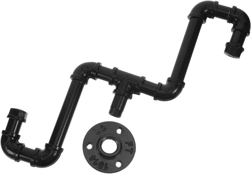 VOSAREA Vintage Industrial Pipe Wall Mount Hooks, Heavy Duty Black Cast Iron Metal Utility Hooks for Coats Hats Backpacks, Rustic Bathroom Bedroom Kitchen Hanging Rack - Image 1