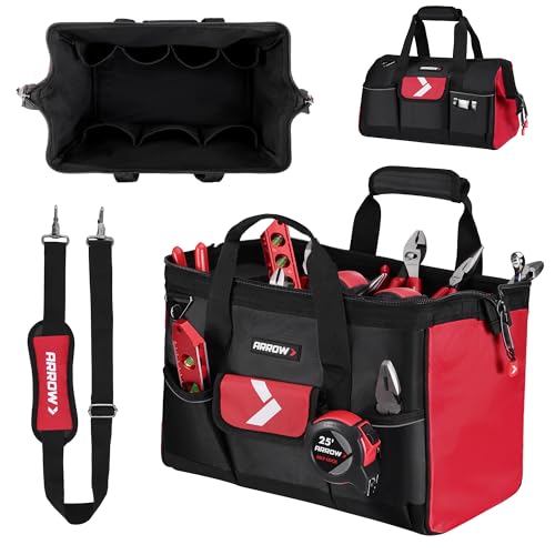 Arrow Fastener ARROW 16 Tool Bag Organizer with AntiSlip Feet Tool Bags for Men Heavy Duty Wide Open Mouth Large Capacity with 13 Pockets Portable Toolbag for Electrician Mechanic Plumber HVAC - Image 1