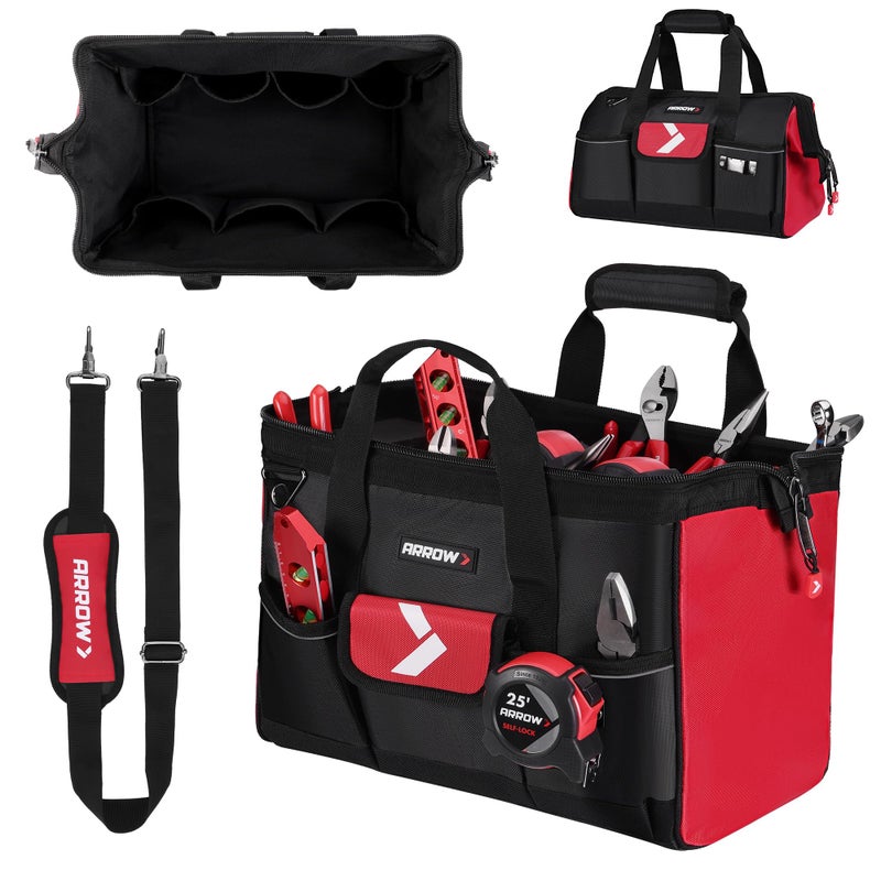 Arrow Fastener ARROW 16 Tool Bag Organizer with AntiSlip Feet Tool Bags for Men Heavy Duty Wide Open Mouth Large Capacity with 13 Pockets Portable Toolbag for Electrician Mechanic Plumber HVAC - Image 2