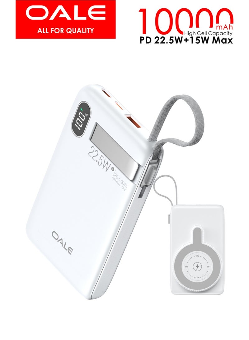 OALE iPower iMagsafe1 Power Bank 10000mAh, 22.5W Wireless Charging, Built-in Type-C & Lightning Cable, USB-A/Type-C, Super Slim & Portable - Image 2