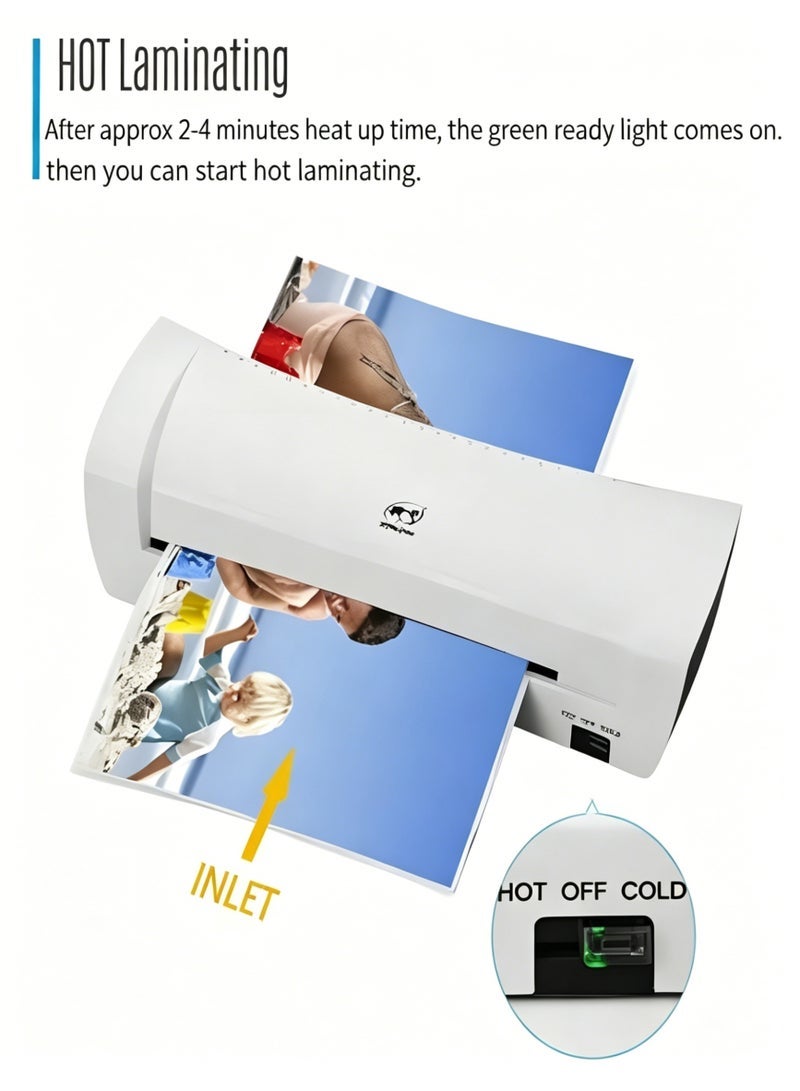 OSMILE SL200 Laminator Machine, Hot and Cold Lamination, Dual Rollers, Supports A4/A5/A6 Sizes, Includes Free A4, A5, A6 Laminating Films – Ideal for Documents, Photos, Cards - Image 4