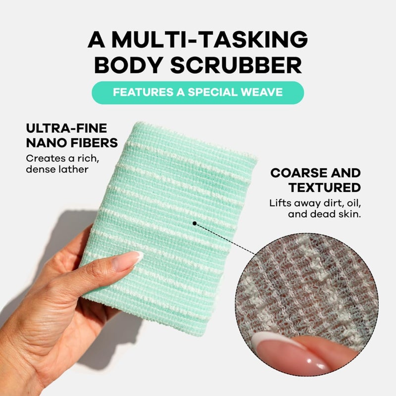 Dermasuri Japanese Exfoliating Shower Towel - Body Scrub Exfoliator & Back Scrubber Loofah for Men & Women, Exfoliating Shower Towel for Smooth & Glowing Skin, Removes Dry & Dead Skin, All Skin Types - Image 2