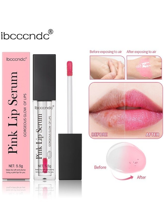ibcccndc Pink Lip Serum Lip Gloss Oil For Plumper And Moisturizer Serum Hydrating Lip Serum For Dry Peeling And Dark Lips Color Changing Lip Oil For Lips And Cheeks Gorgeous Glow Of Lips - Image 1