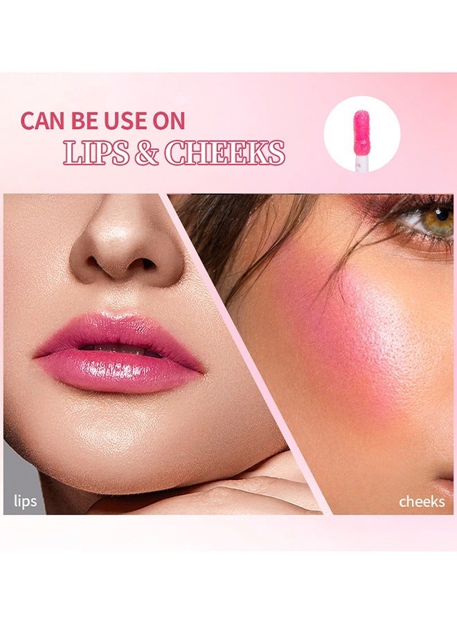 ibcccndc Pink Lip Serum Lip Gloss Oil For Plumper And Moisturizer Serum Hydrating Lip Serum For Dry Peeling And Dark Lips Color Changing Lip Oil For Lips And Cheeks Gorgeous Glow Of Lips - Image 5