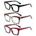 REAVEE 3 Pack Oprah Style Reading Glasses for Women Blue Light Blocking Oversized Cute Square Fashion Computer Readers with Spring Hinge BlackBrown LeopardRed 15 - Image 4