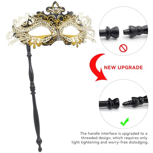 Coddsmz Masquerade Mask with Holding Stick Venetian Halloween Costume Mask Mardi Gras Mask for Womens Party - Image 5