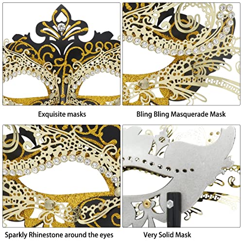 Coddsmz Masquerade Mask with Holding Stick Venetian Halloween Costume Mask Mardi Gras Mask for Womens Party - Image 4