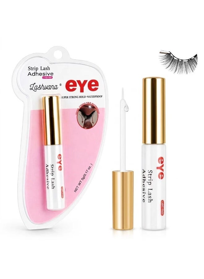 lashvana 5g Super Strong Hold Eyelash Glue, Waterproof, 48-Hour Long-Lasting Lash Adhesive, Latex-Free, Hypoallergenic, Quick-Drying with Brush-On Applicator for Strip Lashes (Clear, 1 Pack) - Image 1