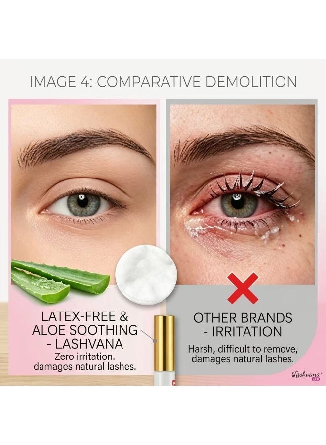 lashvana 5g Super Strong Hold Eyelash Glue, Waterproof, 48-Hour Long-Lasting Lash Adhesive, Latex-Free, Hypoallergenic, Quick-Drying with Brush-On Applicator for Strip Lashes (Clear, 1 Pack) - Image 5