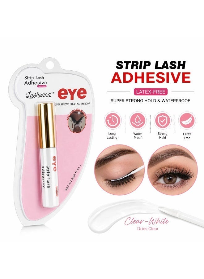 lashvana 5g Super Strong Hold Eyelash Glue, Waterproof, 48-Hour Long-Lasting Lash Adhesive, Latex-Free, Hypoallergenic, Quick-Drying with Brush-On Applicator for Strip Lashes (Clear, 1 Pack) - Image 3