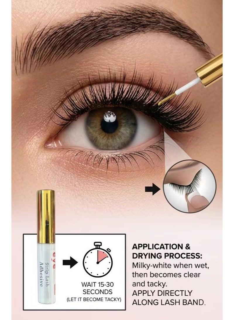 lashvana 5g Super Strong Hold Eyelash Glue, Waterproof, 48-Hour Long-Lasting Lash Adhesive, Latex-Free, Hypoallergenic, Quick-Drying with Brush-On Applicator for Strip Lashes (Clear, 1 Pack) - Image 2